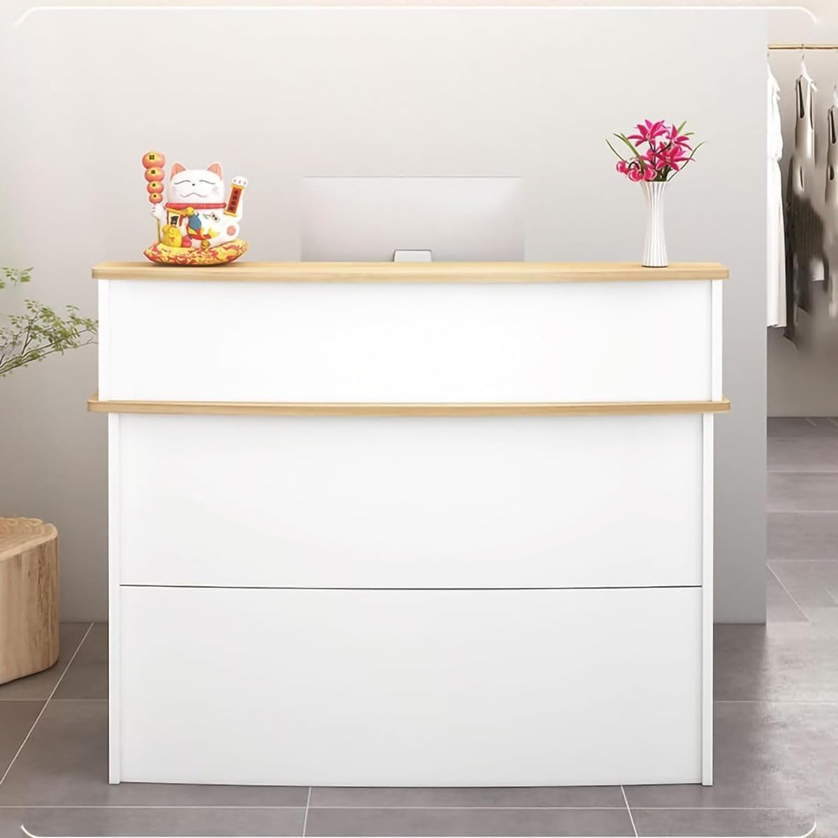 Amazon.co.jp: Dlwk 受付カウンター レ木製のレセプショ レジ係